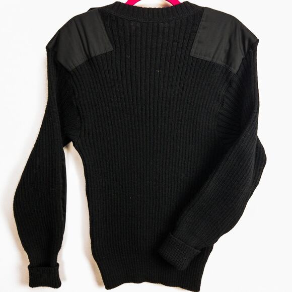 Vintage Commando Military Sweater Wool Men’s Large Black Made in USA USMC Style - Picture 9 of 11